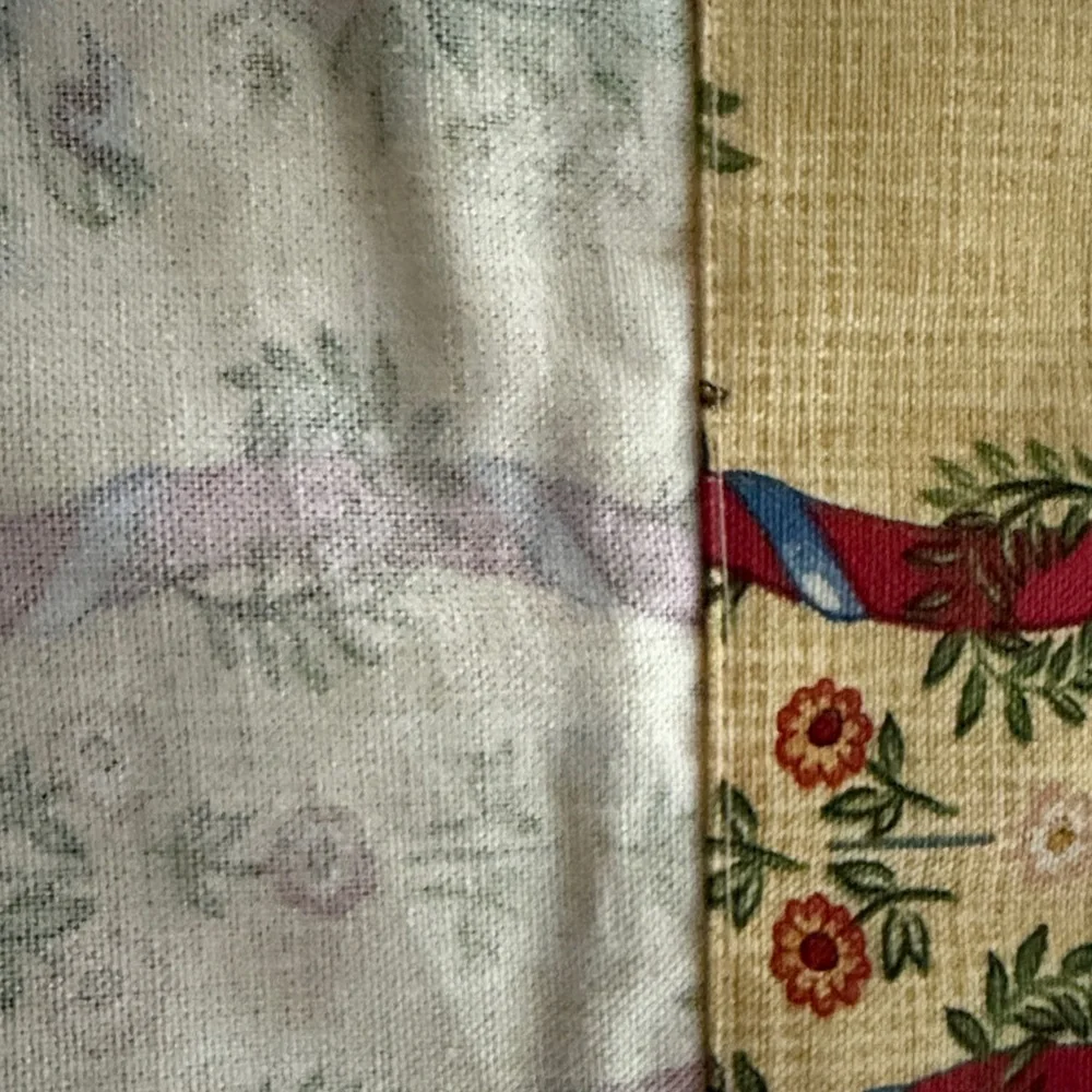 NWOT custom shower curtain, cotton French country print, 99” wide by 70” long.
